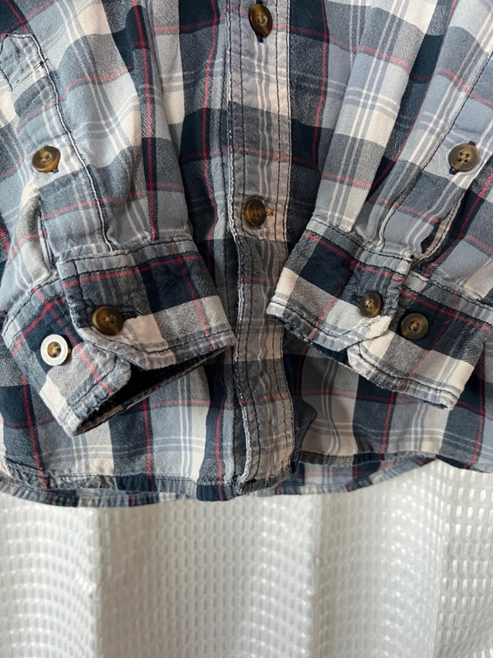 Carhartt Plaid Shirt M Relaxed Fit Blue Gray Cotton Distressed Workwear Classic - Picture 4 of 9